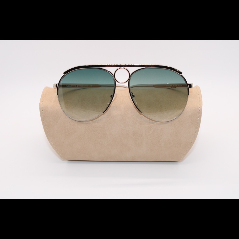 Chloe Women's Aviator Sunglasses Gradient Lens Metal Frame w/Case